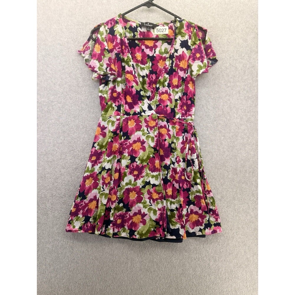 Lulu's Women's Wrap Dress Floral Cold sleeve Lined Size Small Water Color